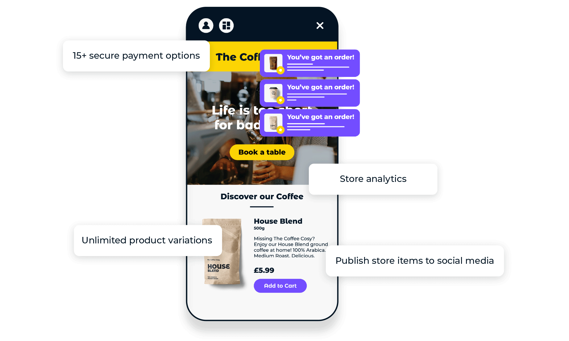 Mobile screenshop of BaseKit Store builder