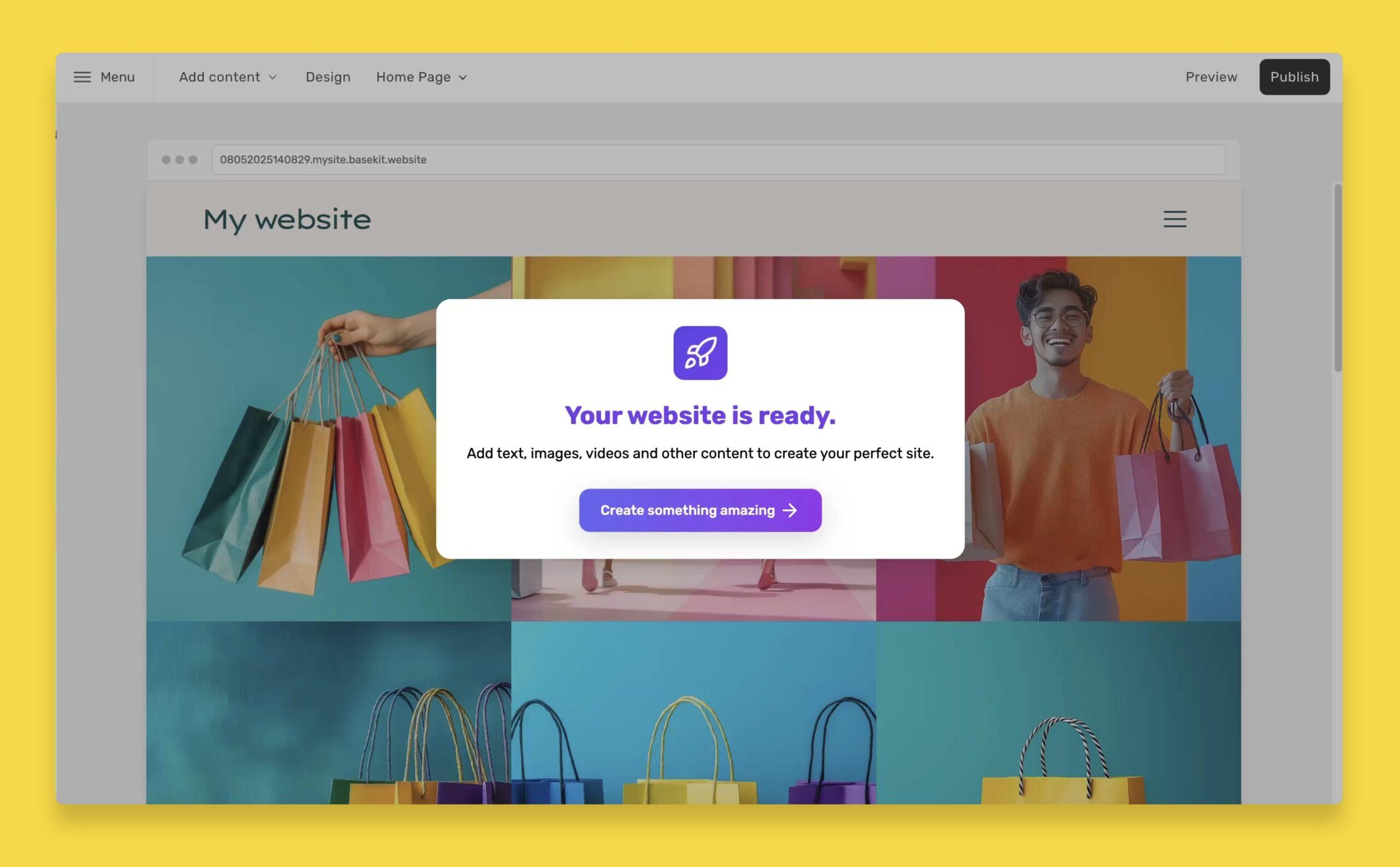 Website completion modal