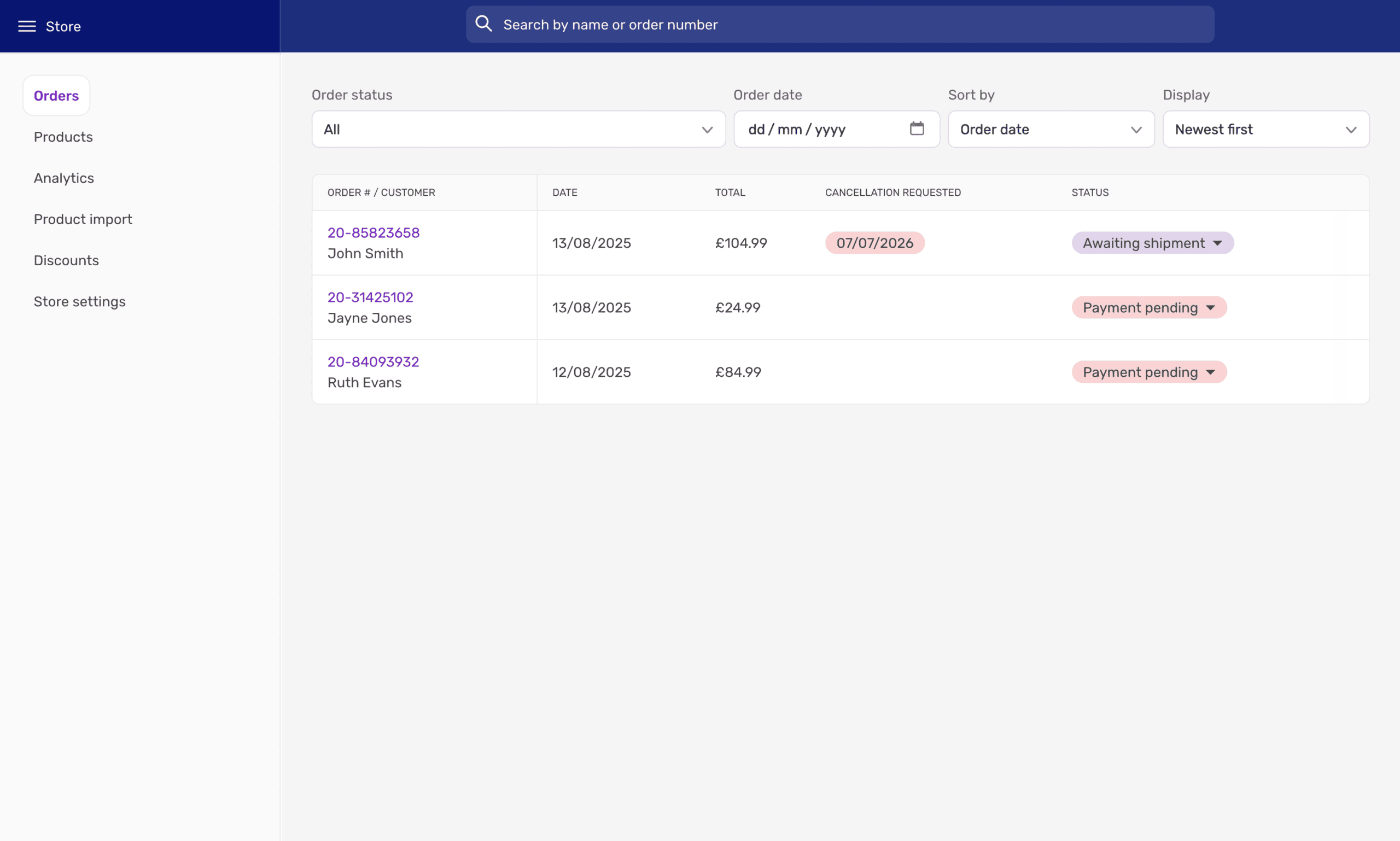 Managing cancellation orders in BaseKit