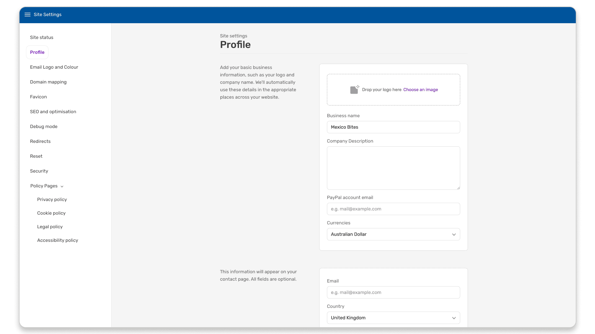 New Site Settings UI